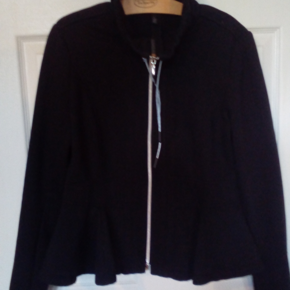 New Black Ruffle waistline  jacket